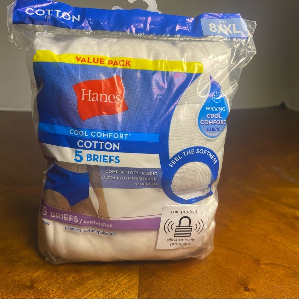 Hanes Women’s Cotton Cool Comfort High Rise Briefs 5 pack Size XL